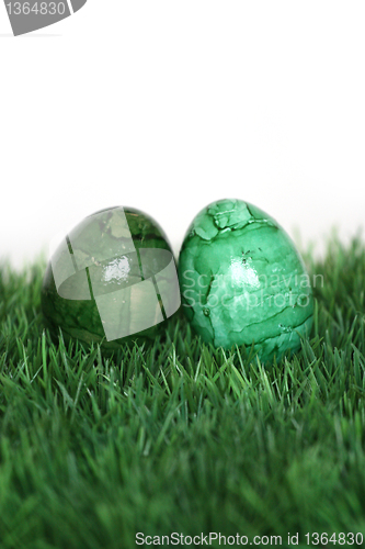 Image of Green-painted Easter eggs 