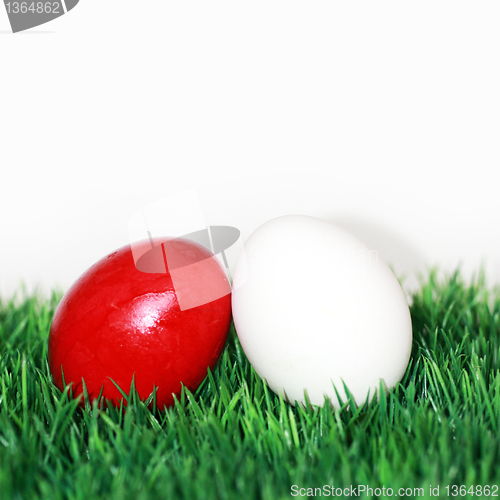 Image of Red and white egg 