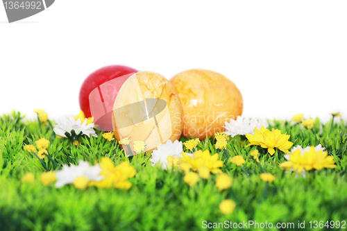 Image of Yellow and red Easter eggs 