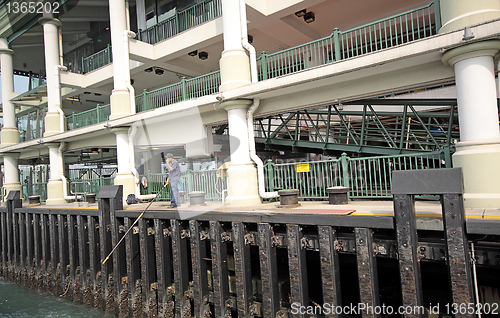 Image of Ferry board pier in hongkong