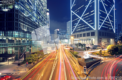 Image of High speed traffic and blurred light trails 