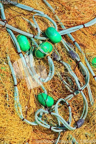 Image of Pile yellow fishing net 