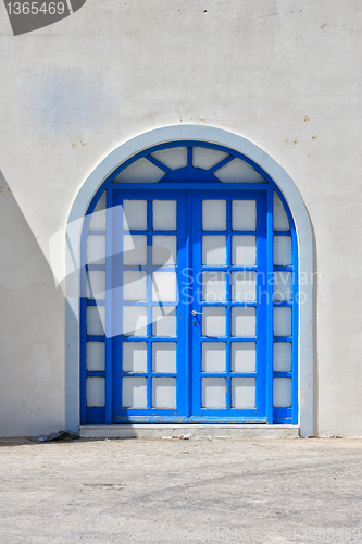 Image of Typical blue door on the island of Santorini