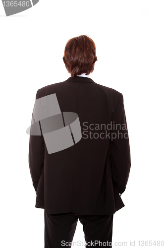 Image of Back view of young business man. 