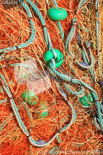 Image of Pile yellow fishing net 