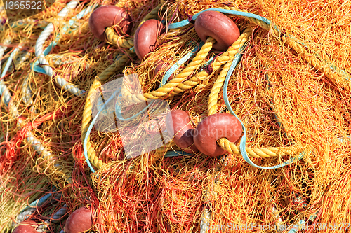 Image of Pile yellow fishing net 