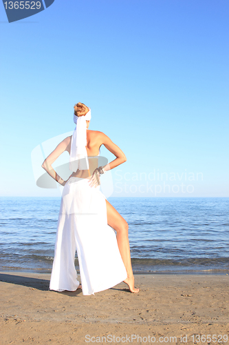 Image of  woman relaxing on the beach