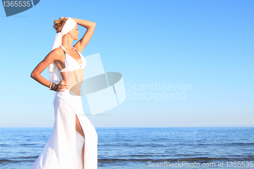 Image of  woman relaxing on the beach