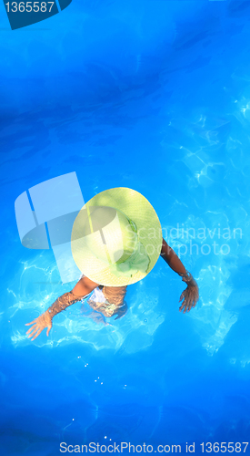 Image of woman enjoying a swimming pool