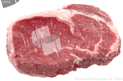 Image of Raw Ribeye Steak, a prime cut of ribeye beef steak. (isolated, 12MP camera)