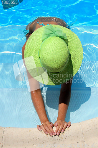 Image of Young woman in a swimming pool
