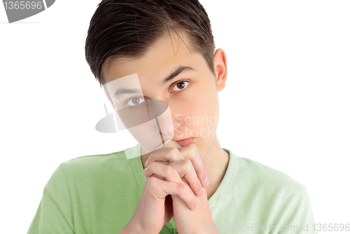 Image of Boy pleading, praying thoughts, pondering