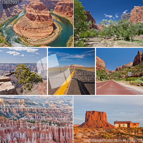 Image of West USA canyons and desert collage