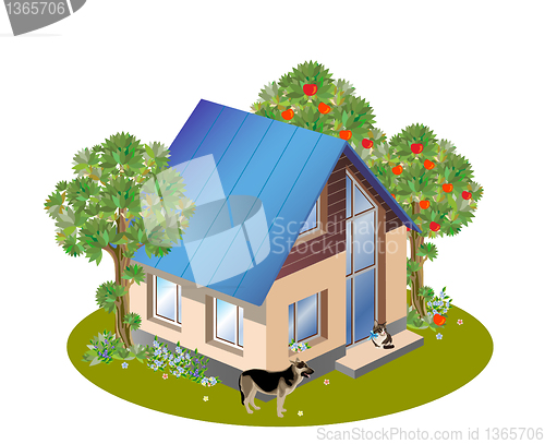 Image of model of three dimensions family  house