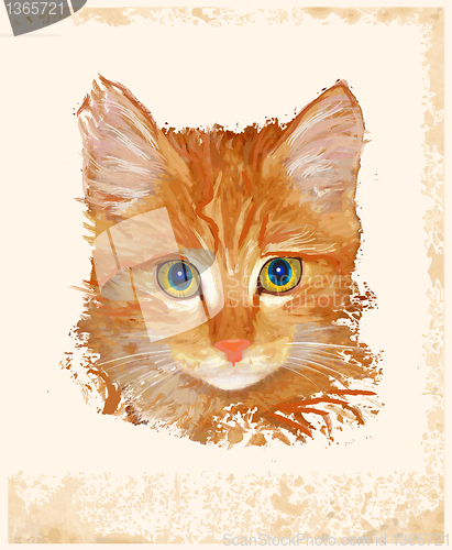 Image of vintage portrait of ginger cat