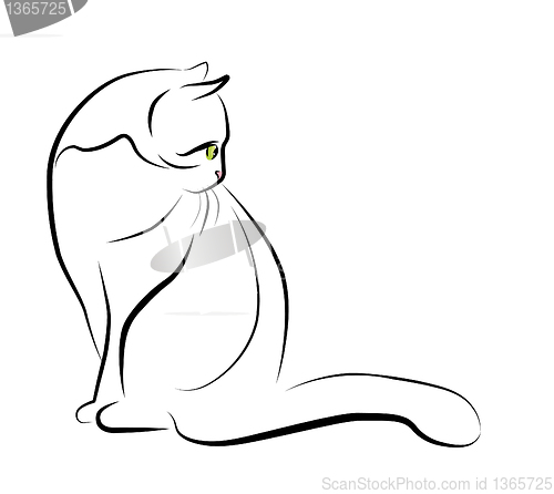 Image of outline illustration of sitting cat