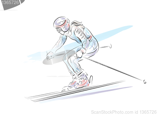 Image of hand drawn  sketch of the skier  