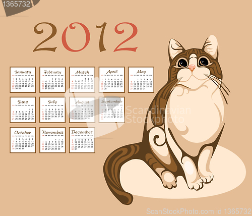 Image of calendar 2012 with tabby cat
