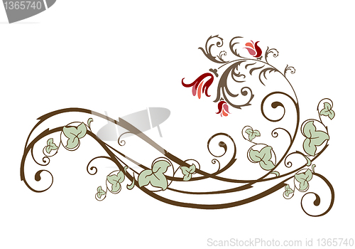 Image of vintage design element  with flowers and ivy