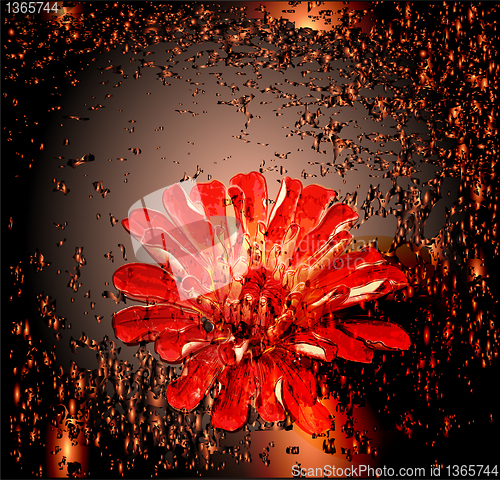 Image of abstract glowing background with red flower.