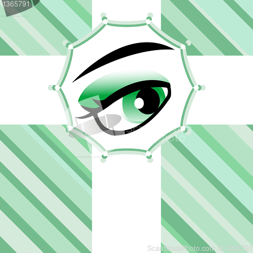 Image of woman green eye design holiday card vector