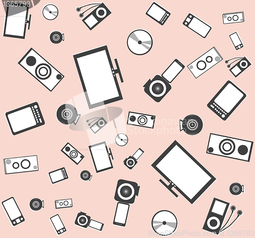 Image of Electronic background texture from many objects vector
