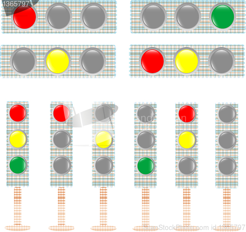 Image of set of textile Traffic light isolated on white background vector