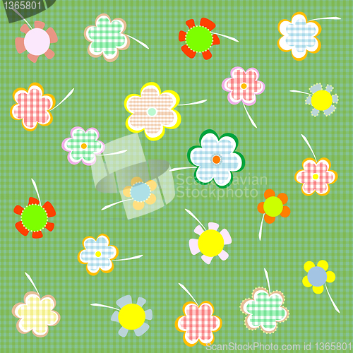 Image of floral seamless retro pattern with many flowers Vector