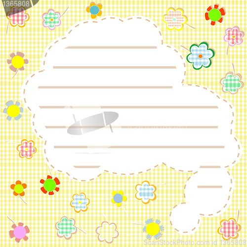 Image of Gift. flowers and a note background vector card