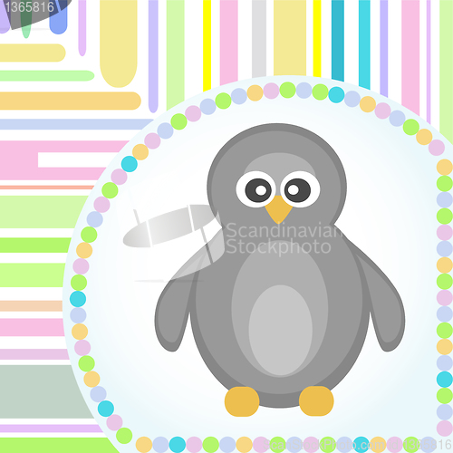 Image of Template frame design for penguin greeting card Vector