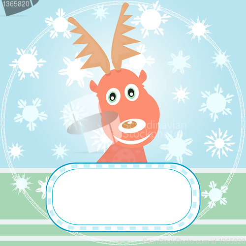 Image of vector Xmas card with Rudolph the Reindeer
