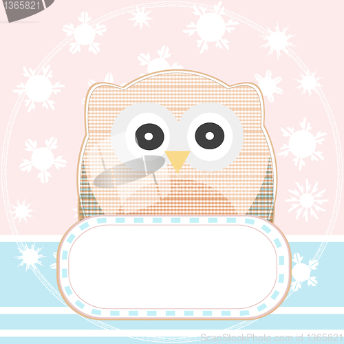 Image of cute owl with a blank empty sign vector background