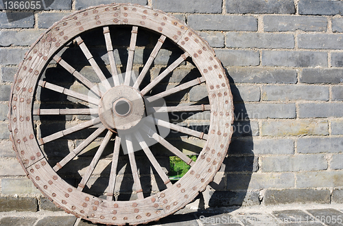 Image of Ancient carriage wheel