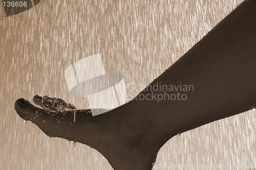 Image of foot in rain (grey)