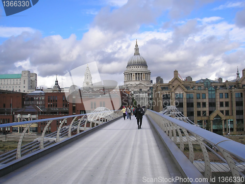 Image of Saint Paul church and Millennium Bridge London