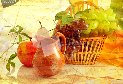 Image of grunge background with fruits