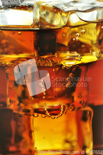 Image of drink with ice,close up