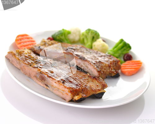 Image of pork ribs with barbecue sauce 