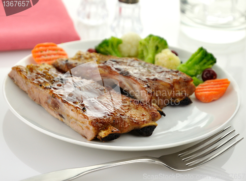 Image of pork ribs with barbecue sauce