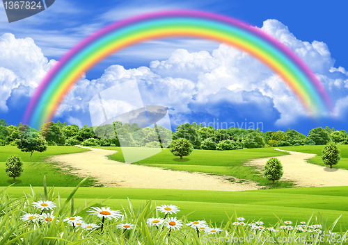 Image of Rainbow in the blue sky