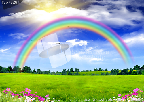 Image of Rainbow in the blue sky