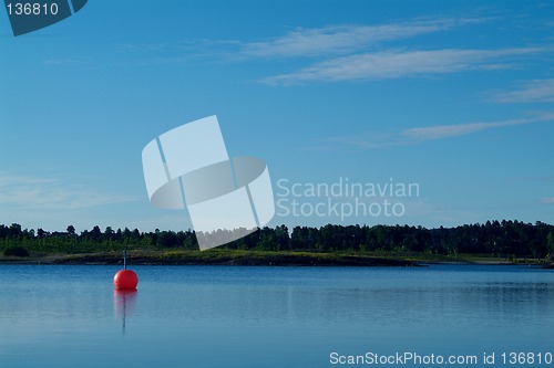 Image of Orange buoy in calm waters