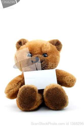 Image of isolated teddy with blank sheet