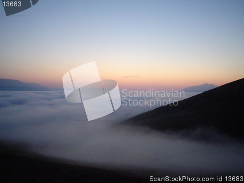 Image of fog and sunset