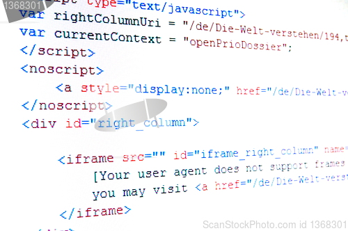 Image of html internet code