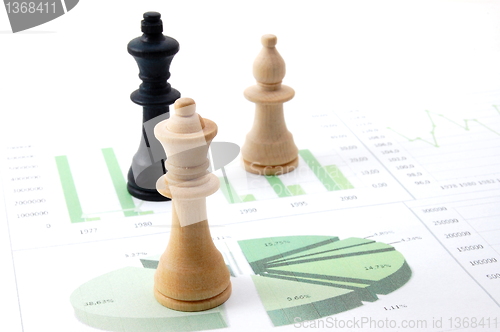 Image of chess man over business chart