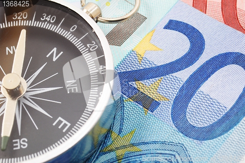 Image of euro money and compass