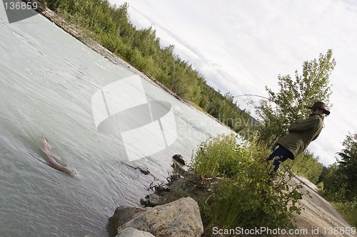 Image of Controlling the fish next to bank