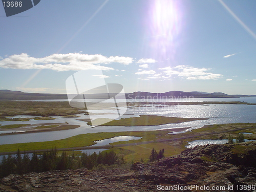 Image of sunsine in Þingvellir