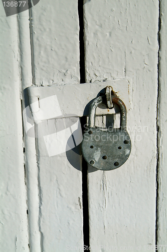 Image of Detail of door with padlock